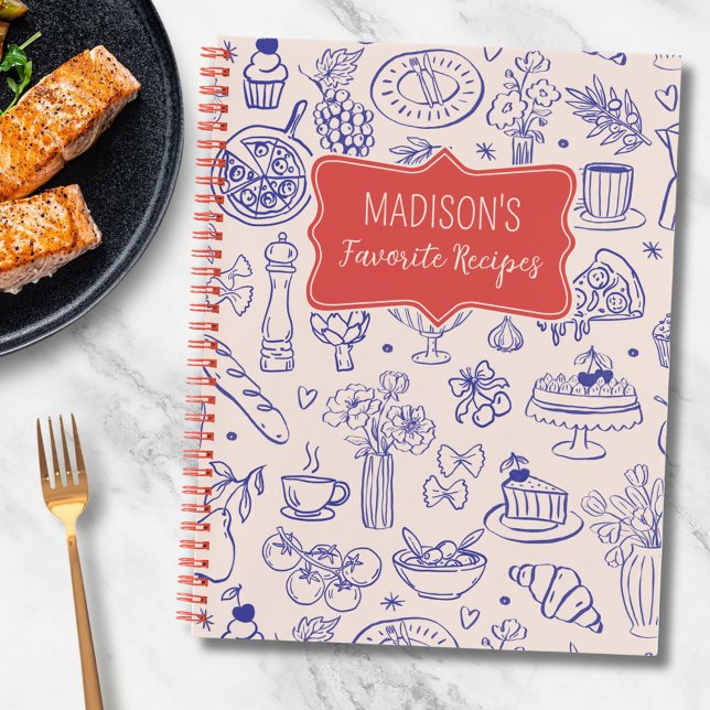 Carnet Personalized Cute Hand Drawn Food Flower Recipe (In situ)