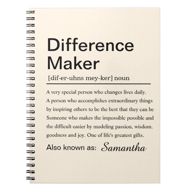 Carnet Personalized Difference Maker Definition Custom (Devant)