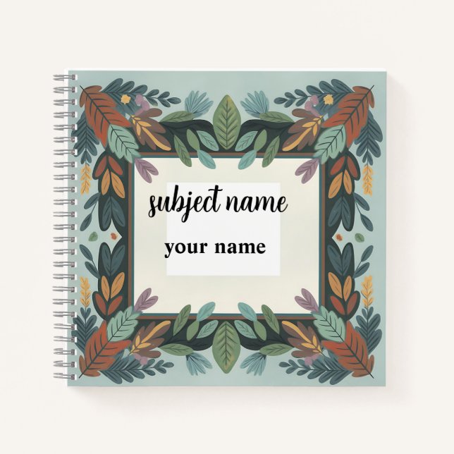 Carnet Personalized Earthy Botanical Frame Notebook (Devant)