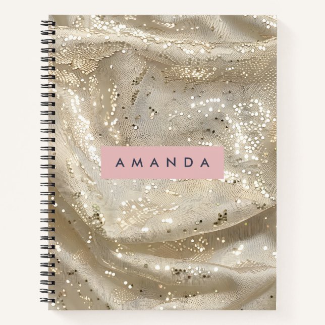 Carnet Personalized Elegant Gold Sparkle (Devant)