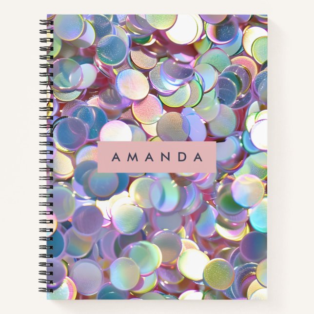 Carnet Personalized Elegant Iridescent Confetti  (Devant)