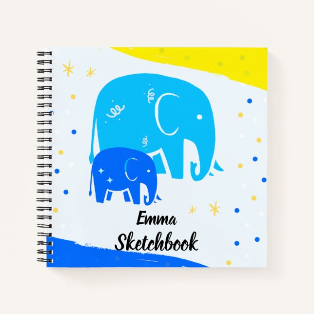 Carnet Personalized Elephant Sketchbook for Kids (Devant)