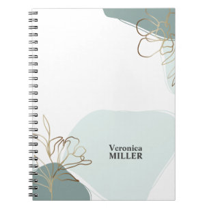 Carnet Personalized Floral Modern Mint and Gold Notebook