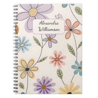 Carnet Personalized Floral Notebook – Custom Name Pastel