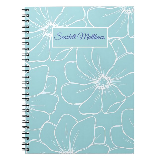 Carnet Personalized Floral Notebook with Name  (Devant)