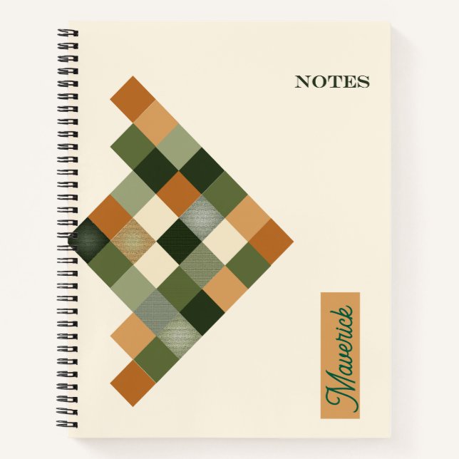 Carnet Personalized Geometric Notebook – Earth Tone (Devant)