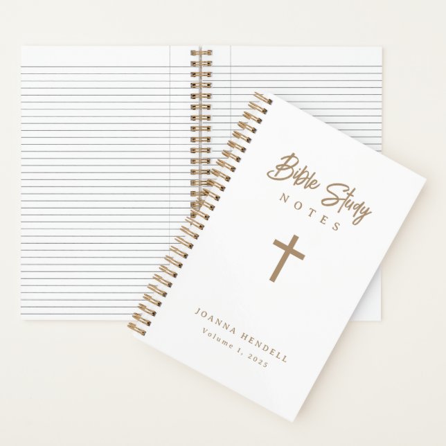 Carnet Personalized Gold Script White Bible Study (À l'intérieur)