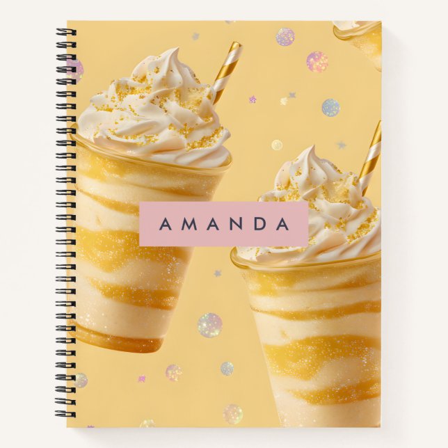 Carnet Personalized Golden Caramel Swirl Milkshake (Devant)