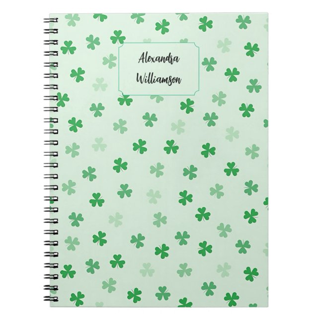 Carnet Personalized Green Clover Notebook | Minimal Lucky (Devant)