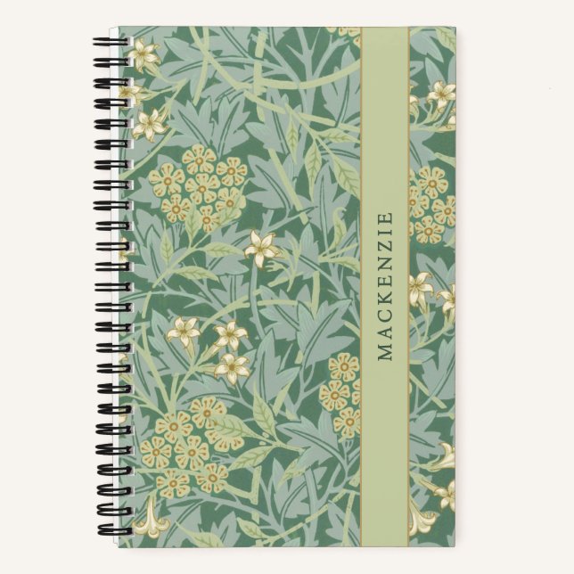 Carnet Personalized Green Jasmine Floral Pattern (Recto)