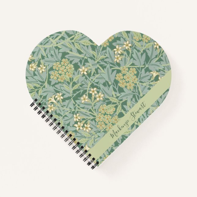 Carnet Personalized Green Jasmine Floral Pattern (Devant)