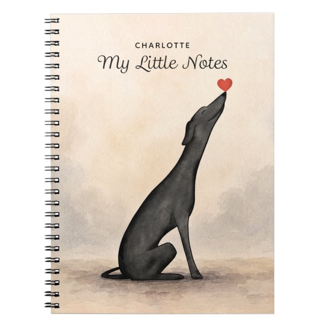 Carnet Personalized Greyhound Notebook with Name       (Devant)