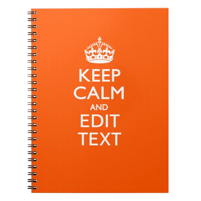 Carnet Personalized KEEP CALM Your Text Orange Accent (Devant)