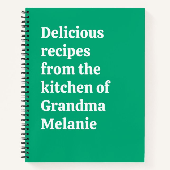 Carnet Personalized Keepsake Green Grandma Recipe (Devant)