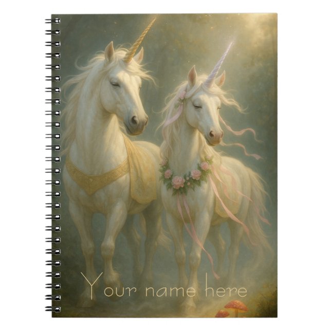 Carnet Personalized Magestic Unicorns forest sunrise (Devant)