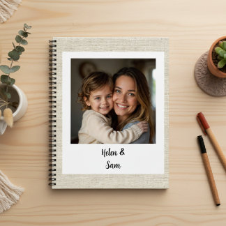 Carnet Personalized Minimalist Family Photo Faux Burlap