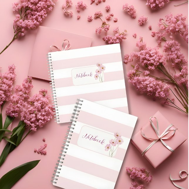 Carnet Personalized Minimalist Pink Floral Notebook (Créateur téléchargé)