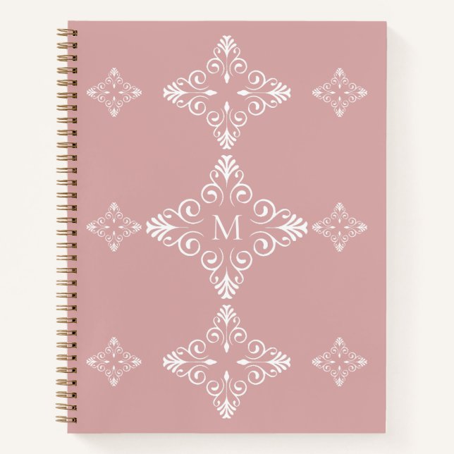 Carnet Personalized Monogram Dusty Rose Vector Pattern (Devant)