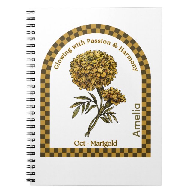 Carnet Personalized October Birth Month Flower Notebook (Devant)