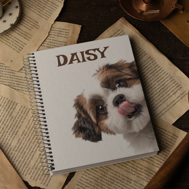 Carnet Personalized Pastel Brown Notebook Dog Photo (Créateur téléchargé)