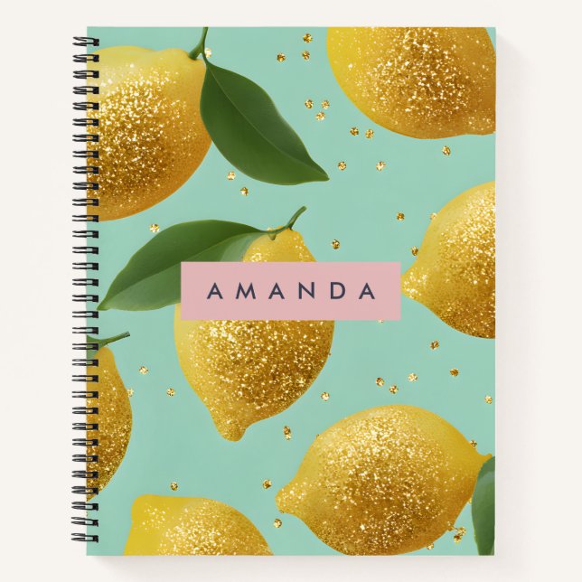 Carnet Personalized Pastel Glitter Lemon Style (Devant)