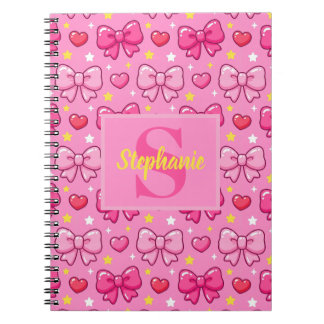 Carnet Personalized Pink Bows Hearts Stars