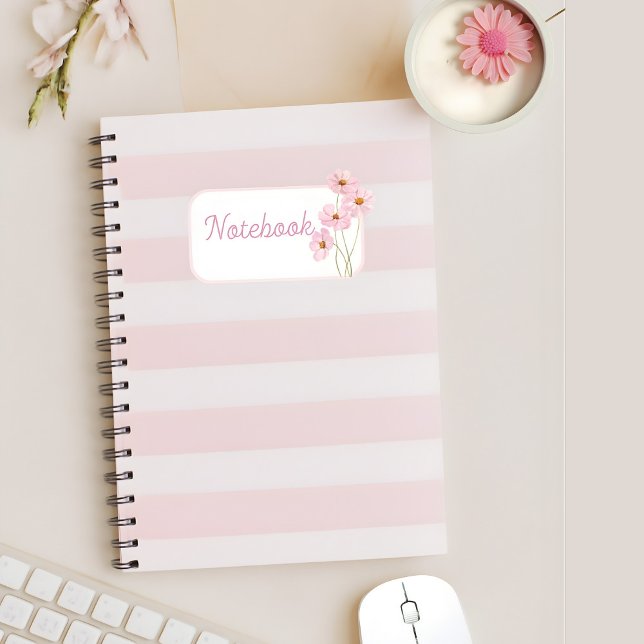 Carnet Personalized Pink Stripe Floral Spiral Notebook (Créateur téléchargé)