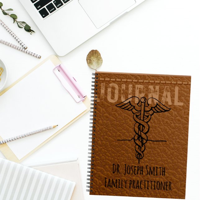 Carnet Personalized practitioner brown leather doctor (Créateur téléchargé)