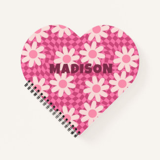 Carnet Personalized Retro Groovy Pink Daisy Flower Hippie