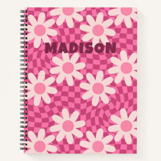 Carnet Personalized Retro Groovy Pink Daisy Flower Hippie