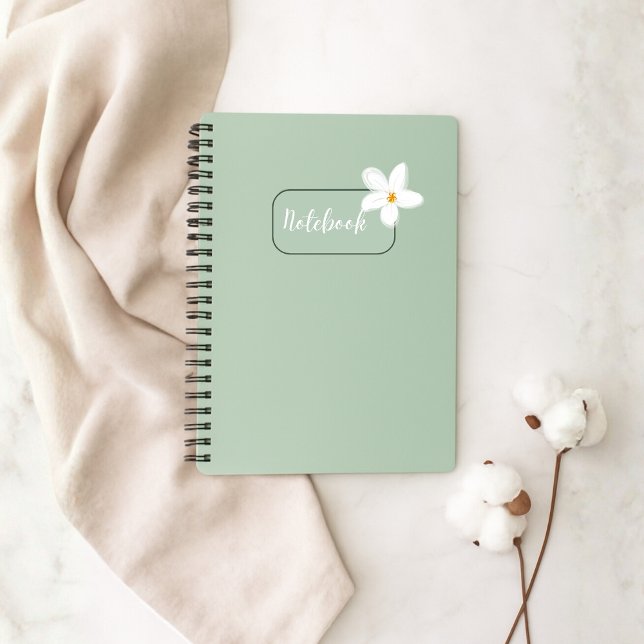Carnet Personalized Sage Green Flower Spiral Notebook (Créateur téléchargé)