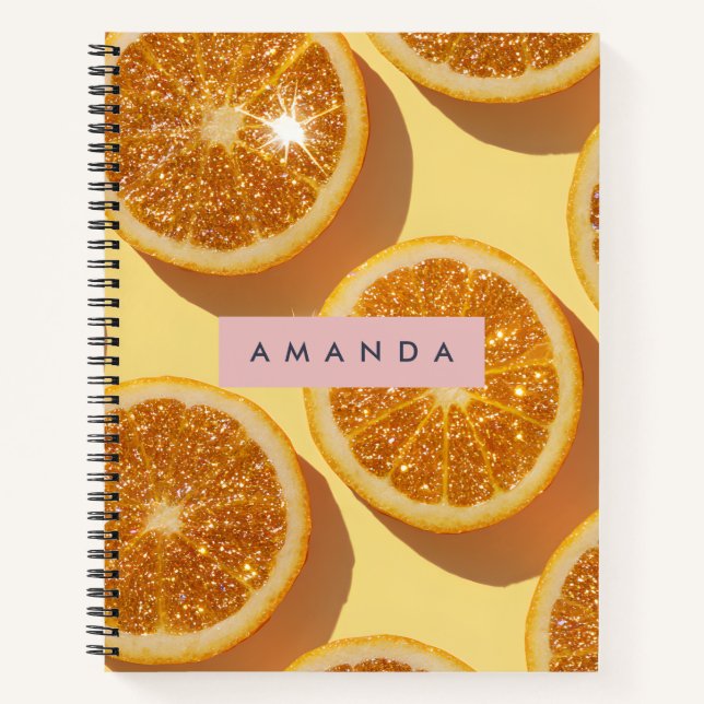 Carnet Personalized Sparkle Citrus Glitter Orange (Devant)