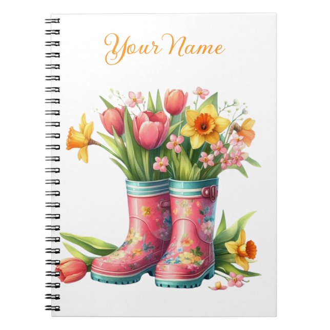 Carnet Personalized Spring Floral Spiral Notebook (Devant)