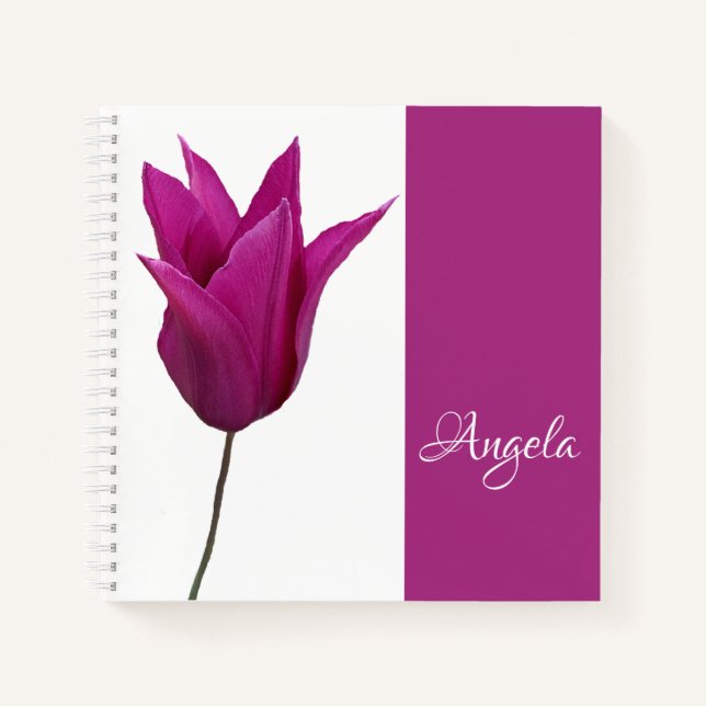 Carnet Personnalisable Angela nom jolie tulipe florale ro (Devant)
