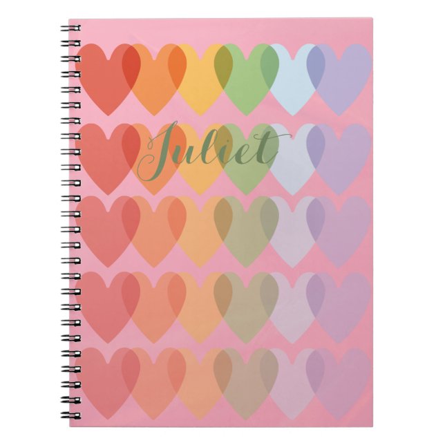 Carnet Personnalisable Coeurs mignons personnalisés Arc-e (Devant)
