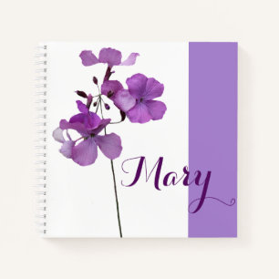 Carnet Personnalisable Mary nom mauve floral mignon girly