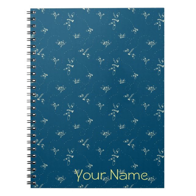Carnet personnalisable Motif de libellules (Devant)