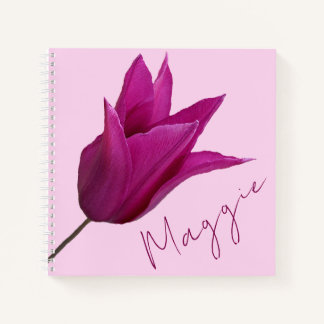 Carnet Personnalisable nom Maggie jolie tulipe rose flora