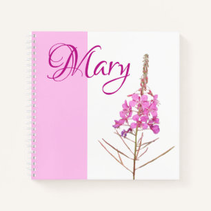 Carnet Personnalisable nom Mary personnalisé fleuri viole