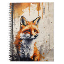 Carnet personnalisé au renard à l'aquarelle