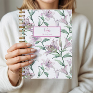Carnet personnalisé aux lys roses