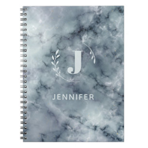 Carnet personnalisé avec monogramme et texture mar