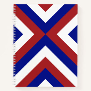 Carnet personnalisé Chevrons rouge, blanc et bleu