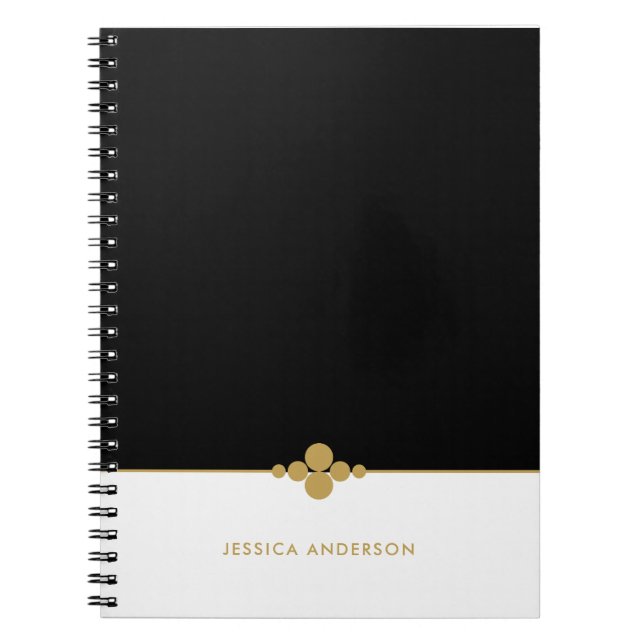 Carnet Personnalisé Chic Black White Gold (Devant)