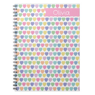 Carnet Personnalisé Cœurs Pastel – Nom Personnalis