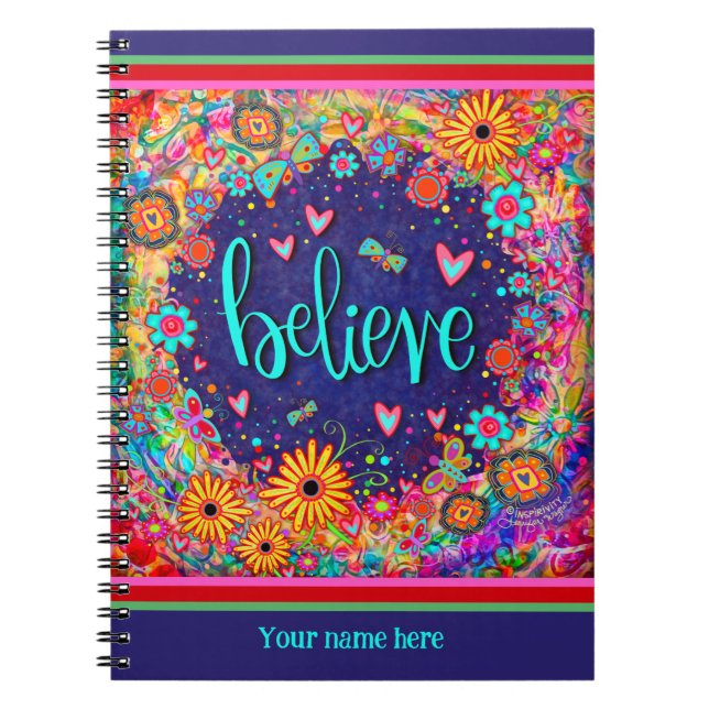 Carnet Personnalisé Croire Les Coeurs Floraux Butterly Am (Devant)