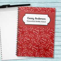 Carnet personnalisé de baseball rouge et blanc