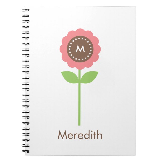 Carnet personnalisé de la fleur de monogramme (Devant)
