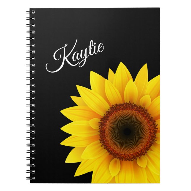 Carnet personnalisé de la spirale de tournesol (Devant)