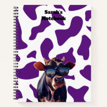 Carnet personnalisé d'impression de vache violette